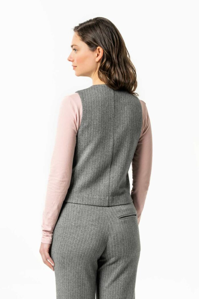Gestreept gilet 100% biokatoen grijs - Afbeelding 3