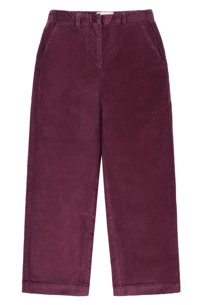 Ribbroek wijde rechte pijp bordeaux