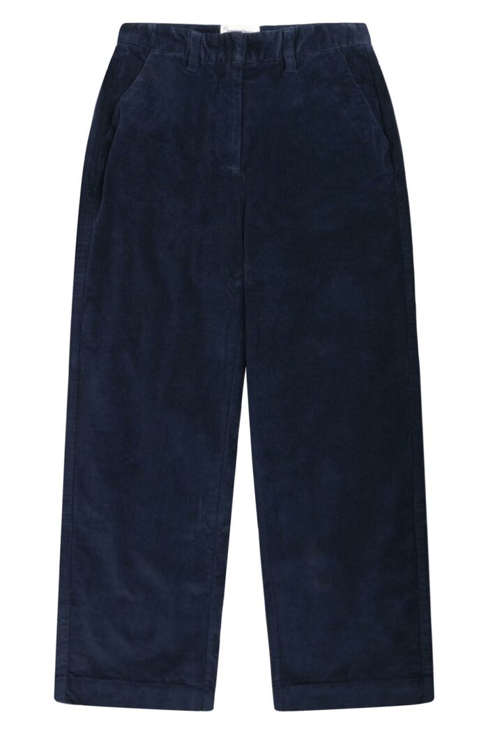 Ribbroek wijde rechte pijp donkerblauw