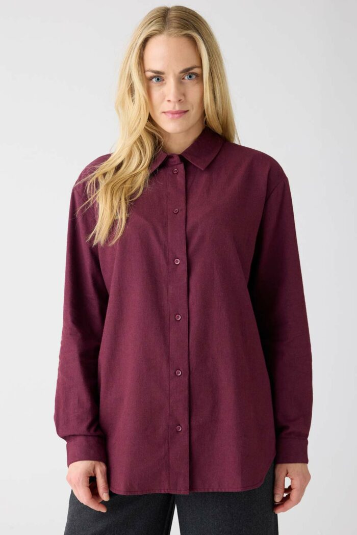 Flanellen overhemdblouse bordeaux