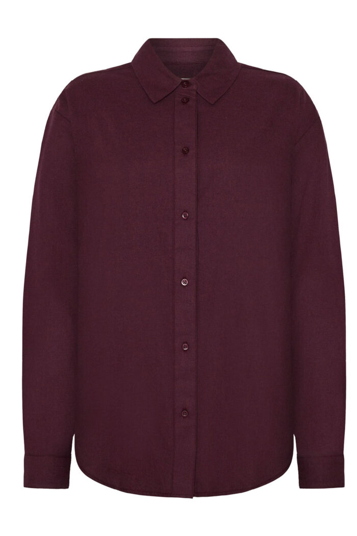 Flanellen overhemdblouse bordeaux - Afbeelding 2