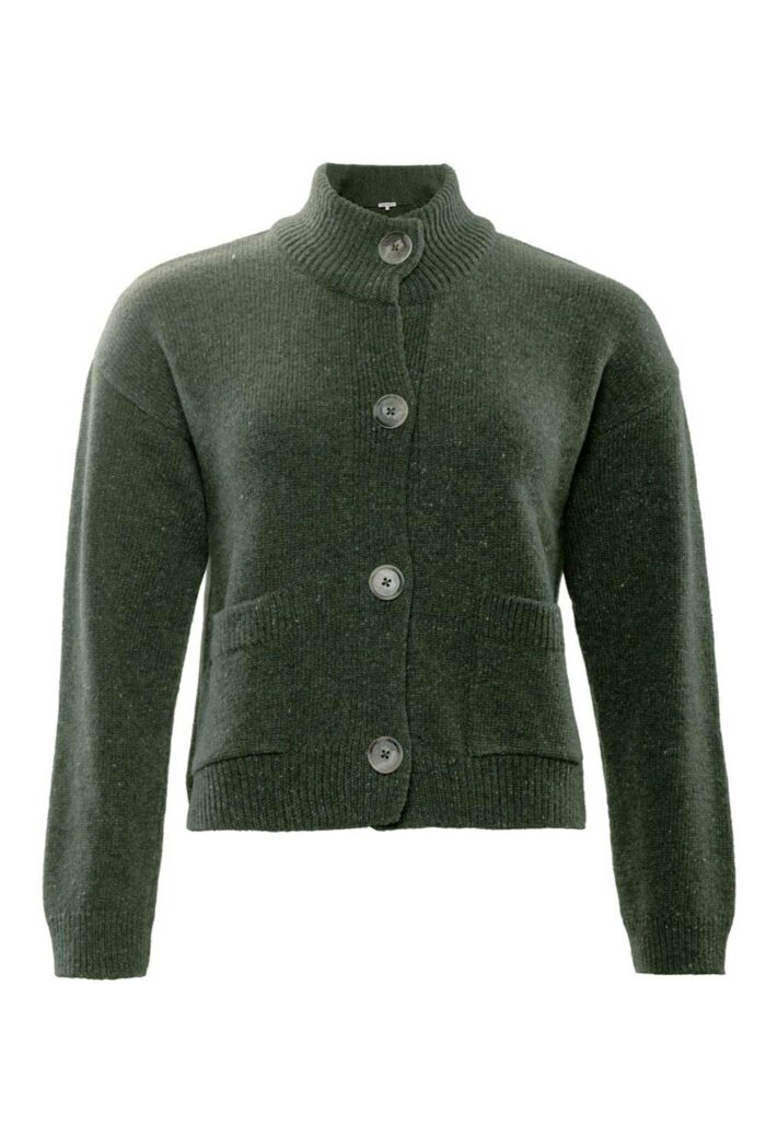 Kort wollen vest met knopen groen - Afbeelding 2