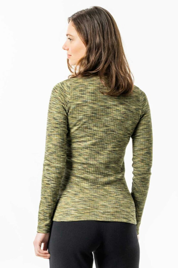 Groengemeleerd ribshirt lange mouwen - Afbeelding 2