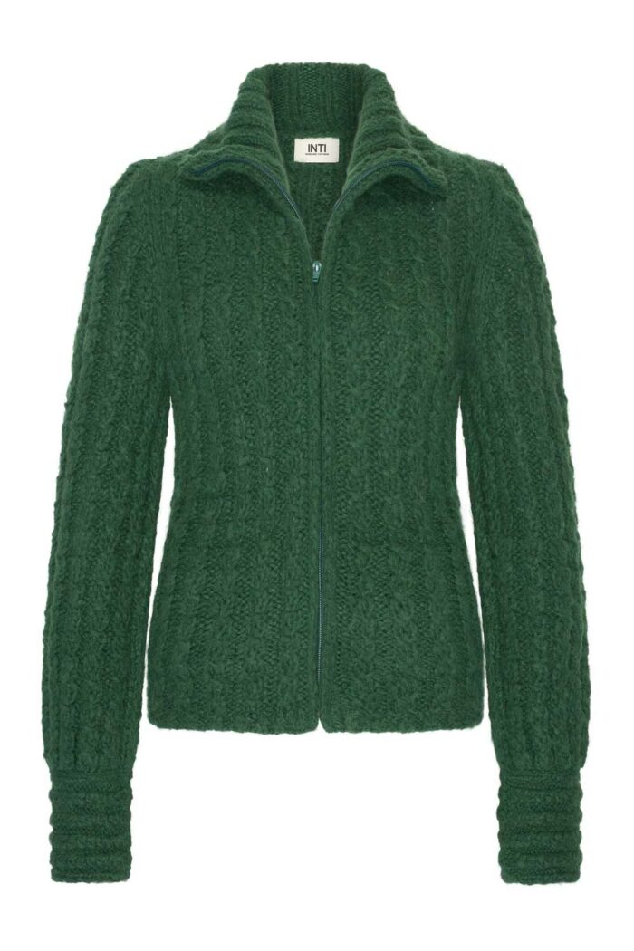 Baby alpaca vest met rits groen