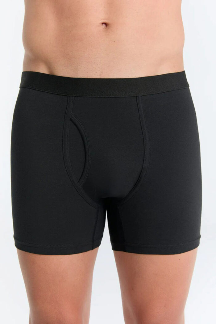Boxershort lange pijp met gulp - zwart