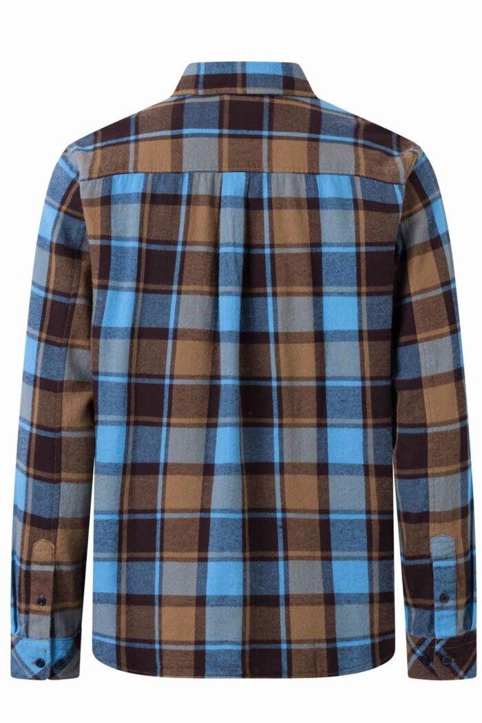 Flanellen ruitoverhemd bruin-blauw - Afbeelding 2