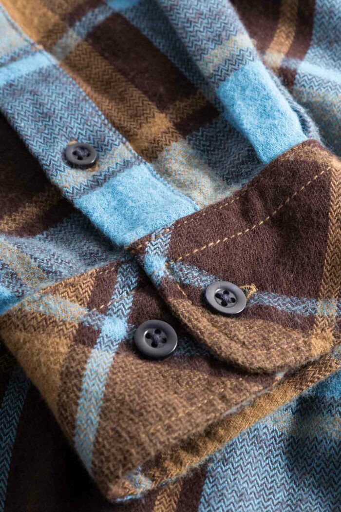 Flanellen ruitoverhemd bruin-blauw - Afbeelding 3
