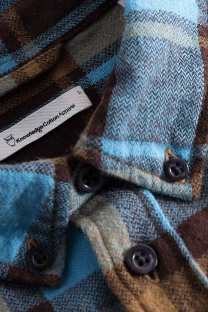 Flanellen ruitoverhemd bruin-blauw - Afbeelding 4