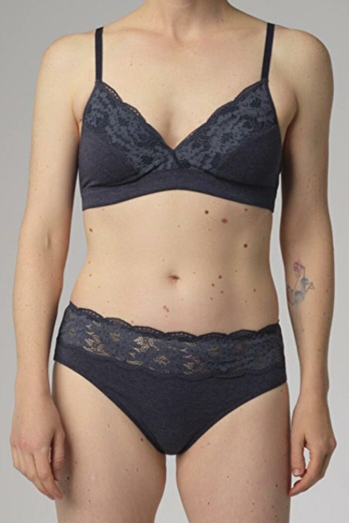 Brasil slip biokatoen blauw melange - Afbeelding 2