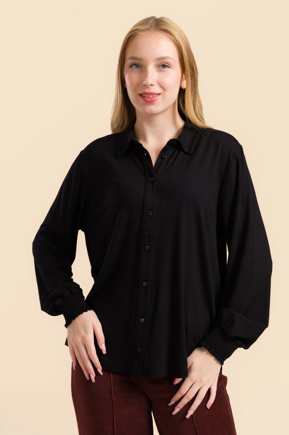 Wijde blouse zwart
