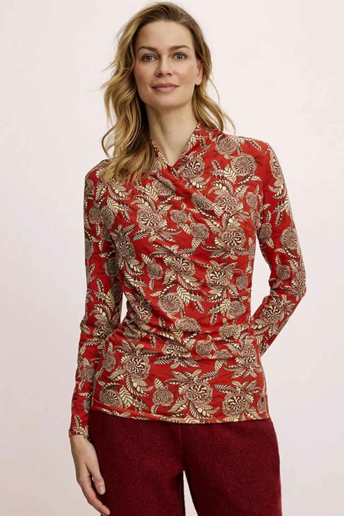 Shirt met overslag bloemen