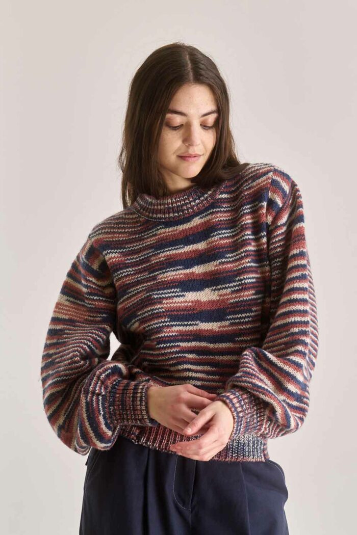 Lamswollen trui roze en blauw