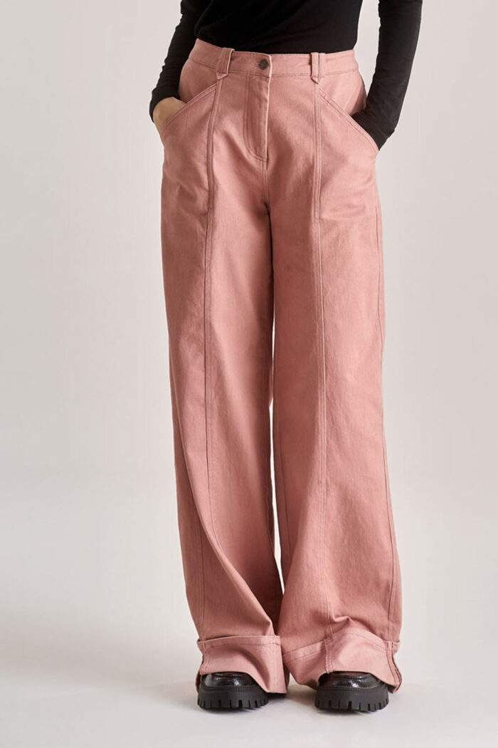 Zalmroze broek biokatoen