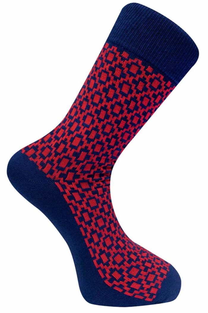 Sokken donkerblauw rood