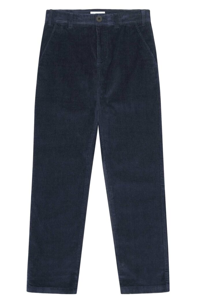Chinobroek biokatoen rib donkerblauw