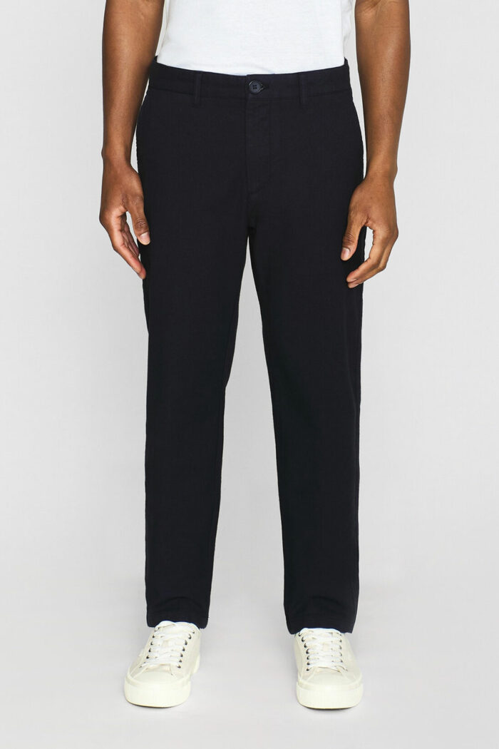 Flanellen chino broek donkerblauw