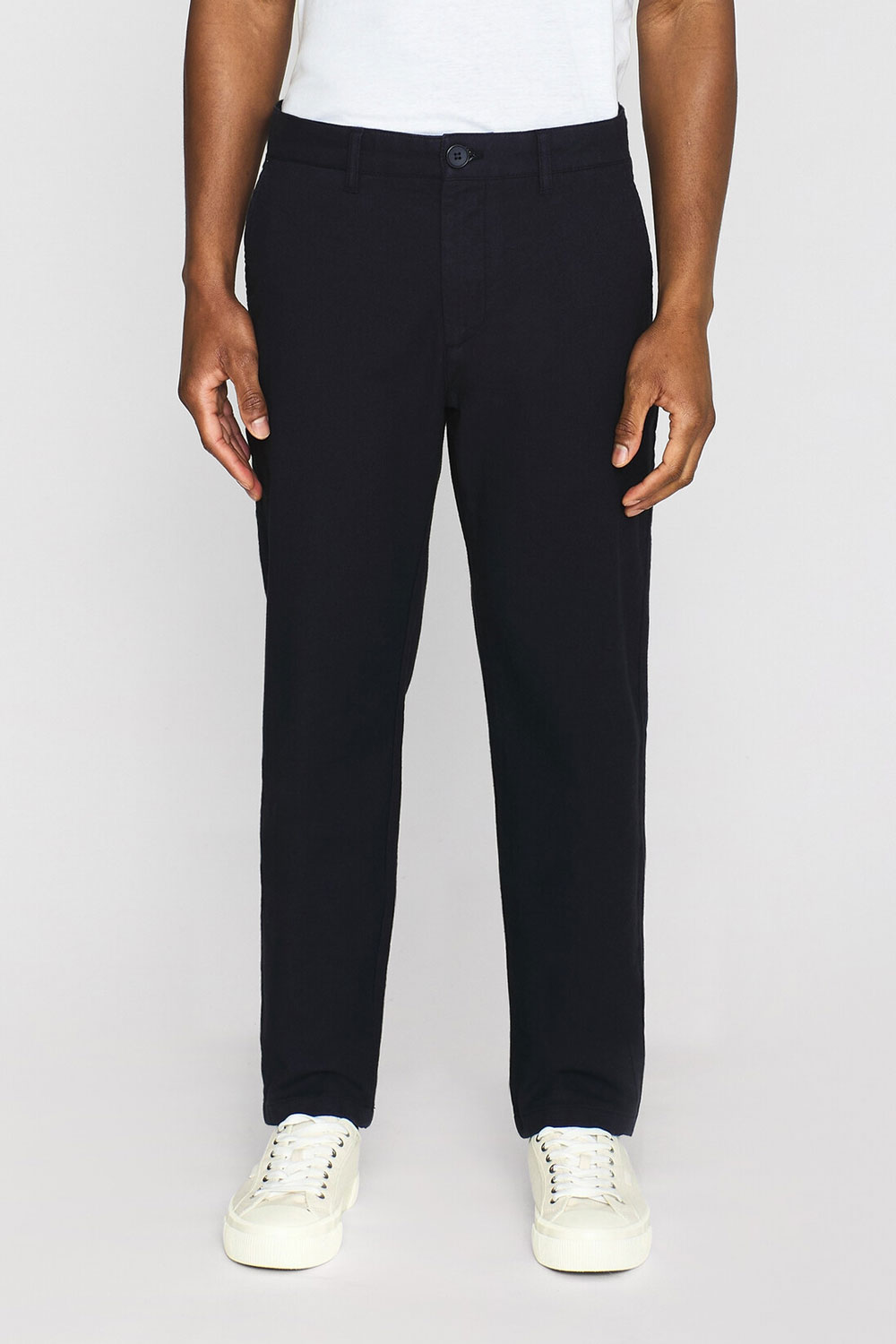 Flanellen chino broek donkerblauw