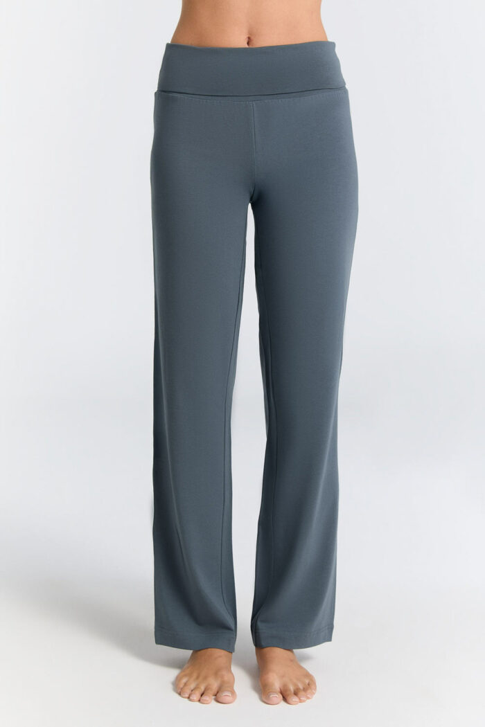 Tricot broek recht en brede band grijs
