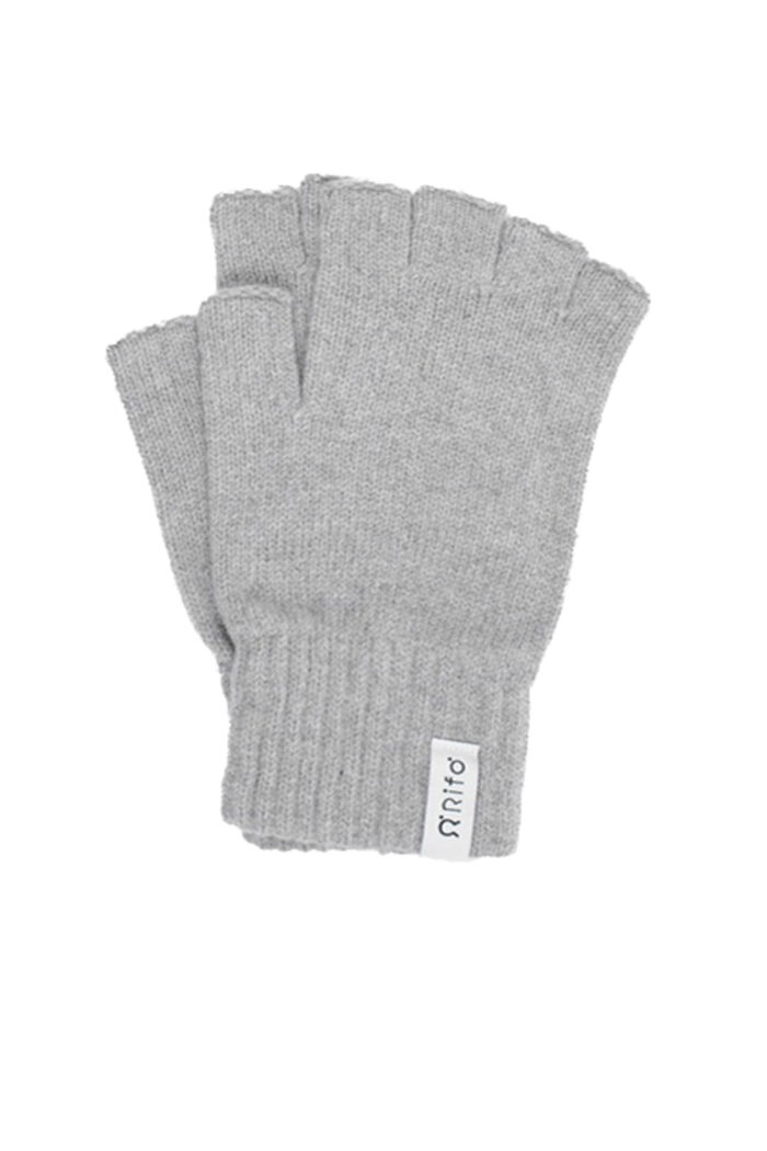 Dames Handschoenen zonder vingers grijs gerecyclede wol
