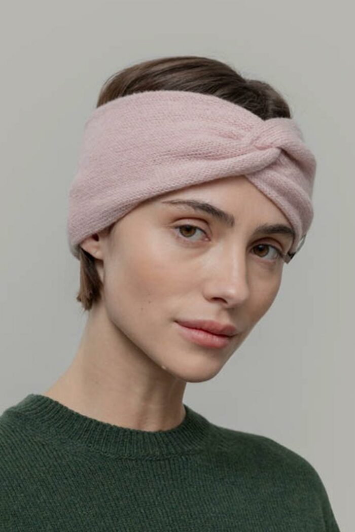 Hoofdband van gerecycled kasjmier roze