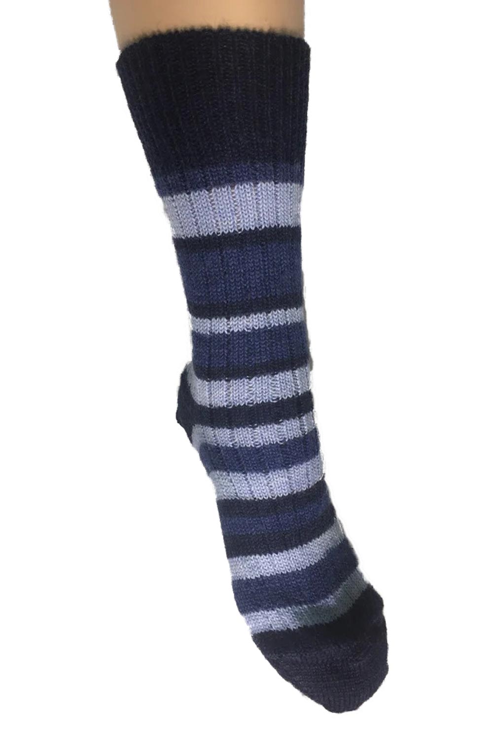 Wollen sokken blauw gestreept