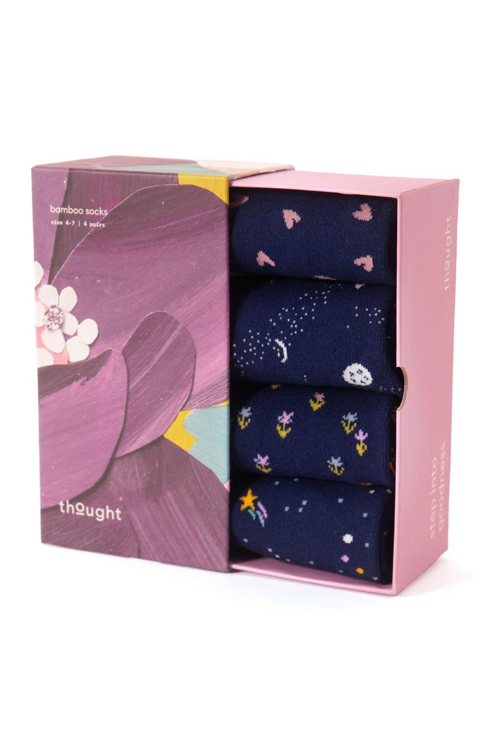 Cadeaubox 4 paar bamboesokken nachtblauw