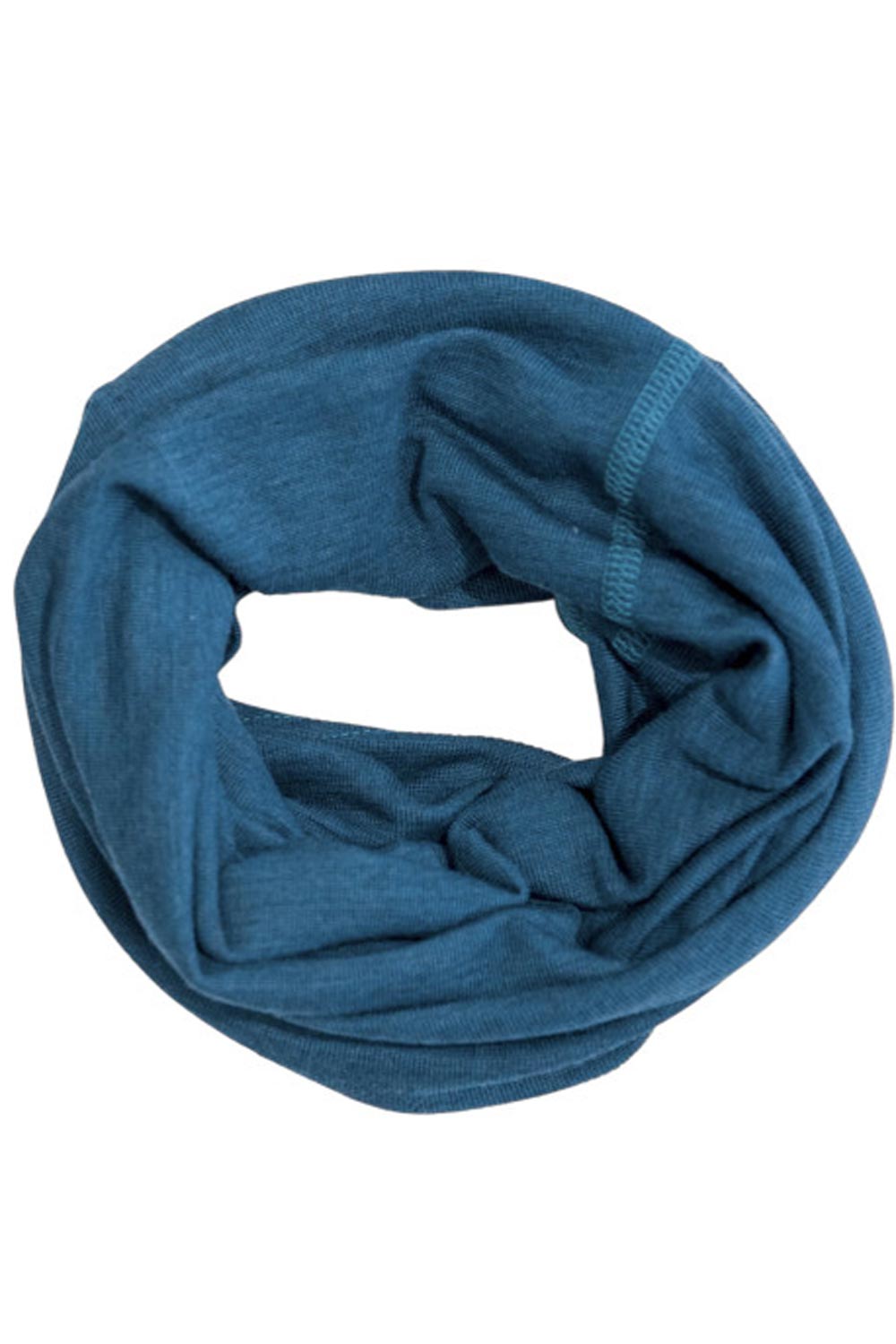 Multifunctionele sjaal/muts wol/zijde petrol