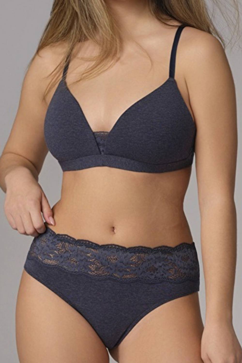 BH met kant melange blauw - Afbeelding 2