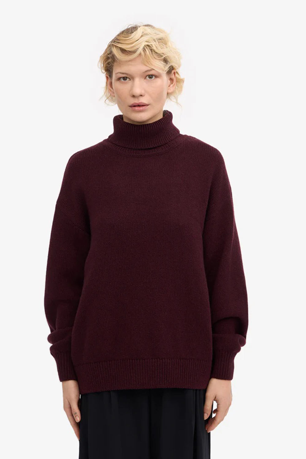 Merinowollen coltrui bordeauxrood - Afbeelding 2