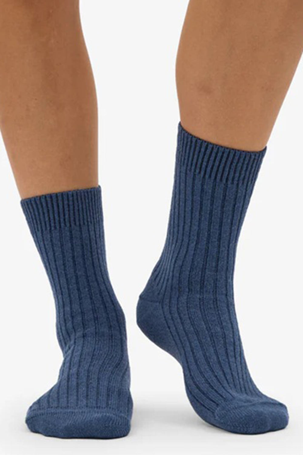 sokken recyclede wol met biokatoen blauw