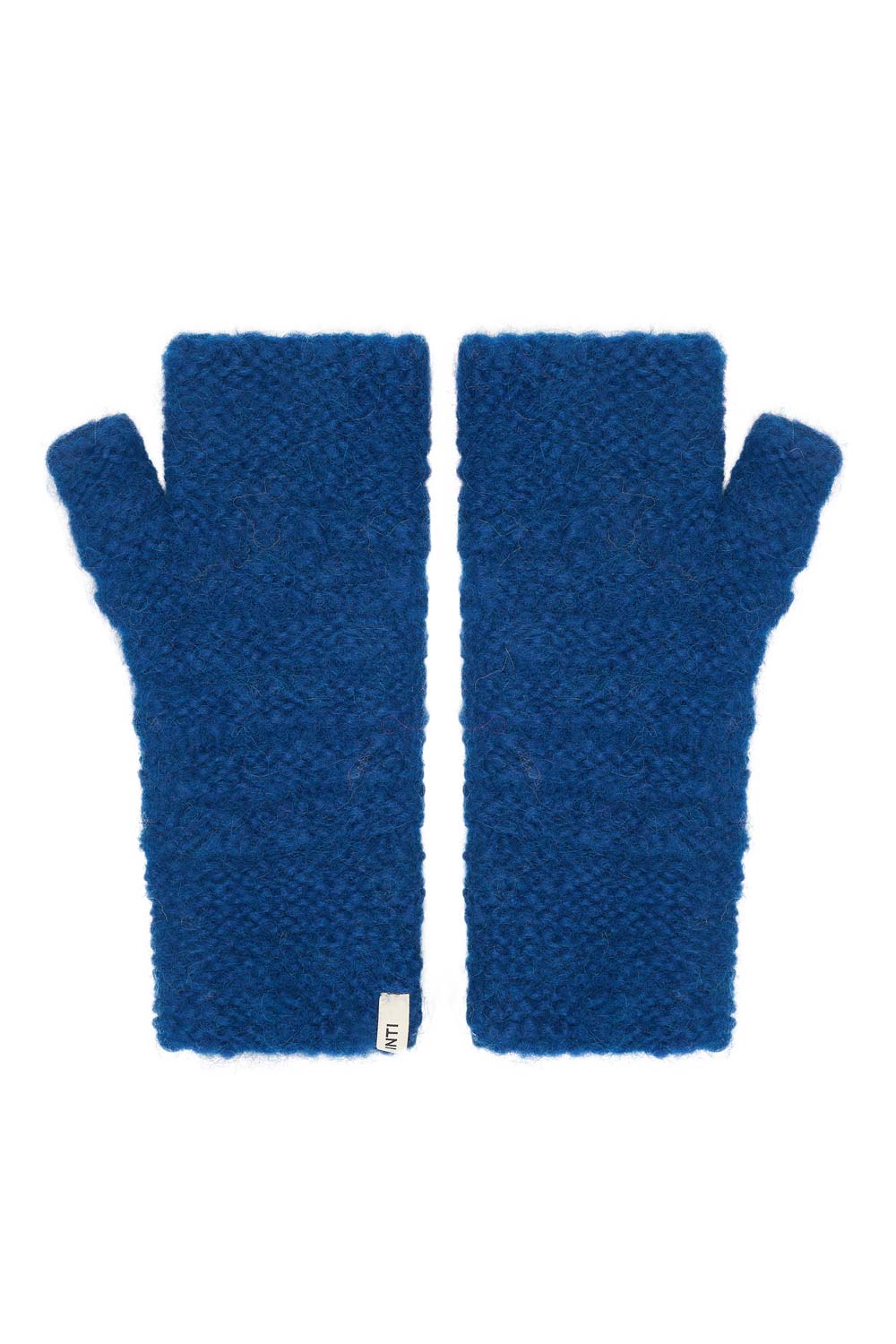 Handgebreide blauwe vingerloze wanten