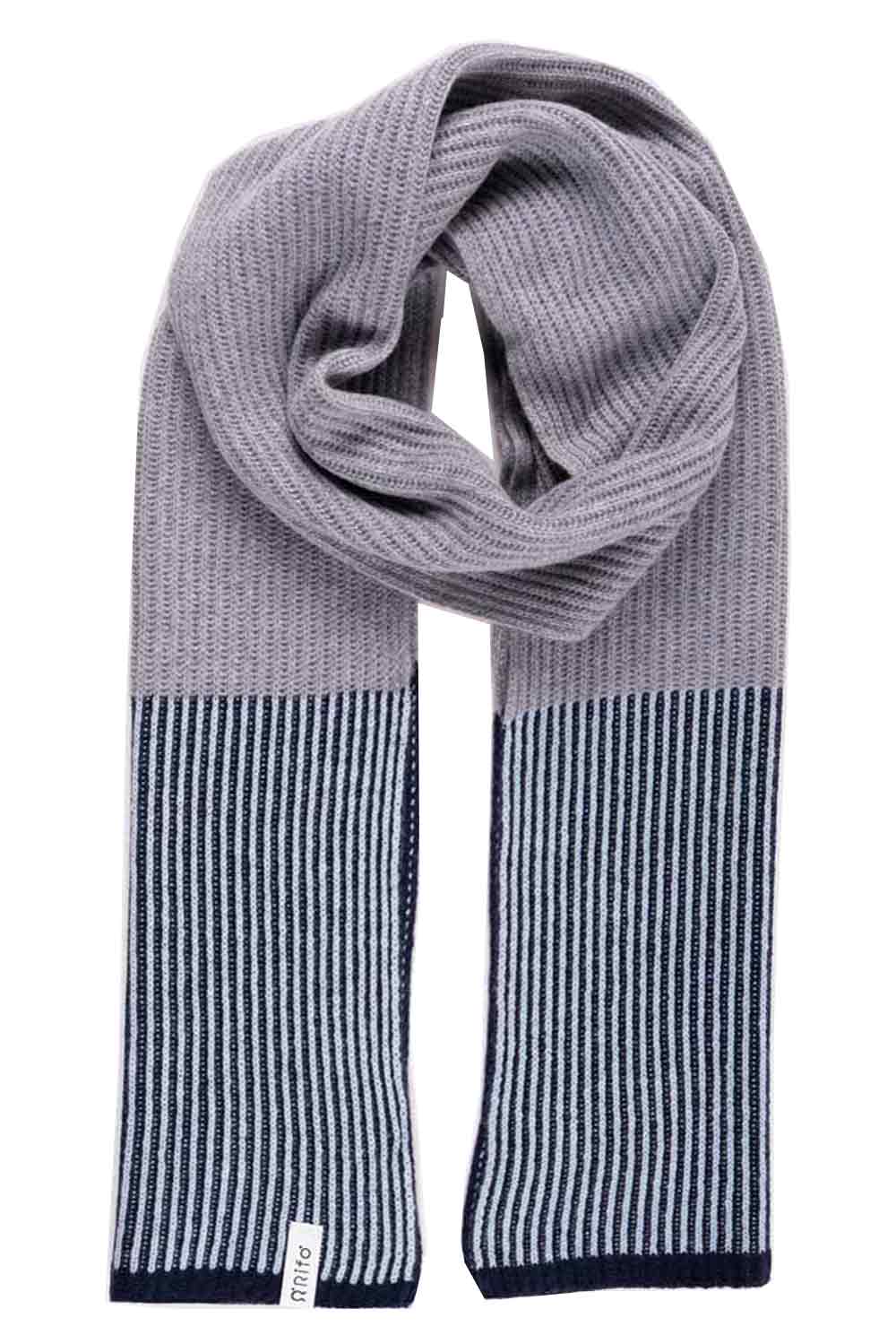 Sjaal gerecycled kasjmier grijs blauw