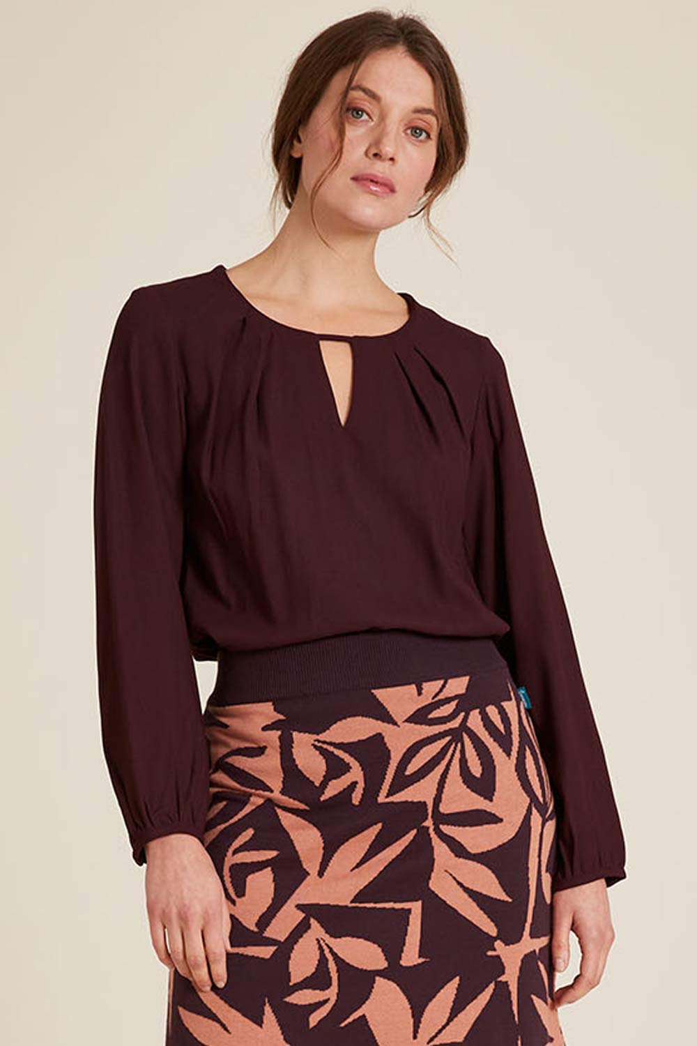 Effen blouse ecovero aubergine