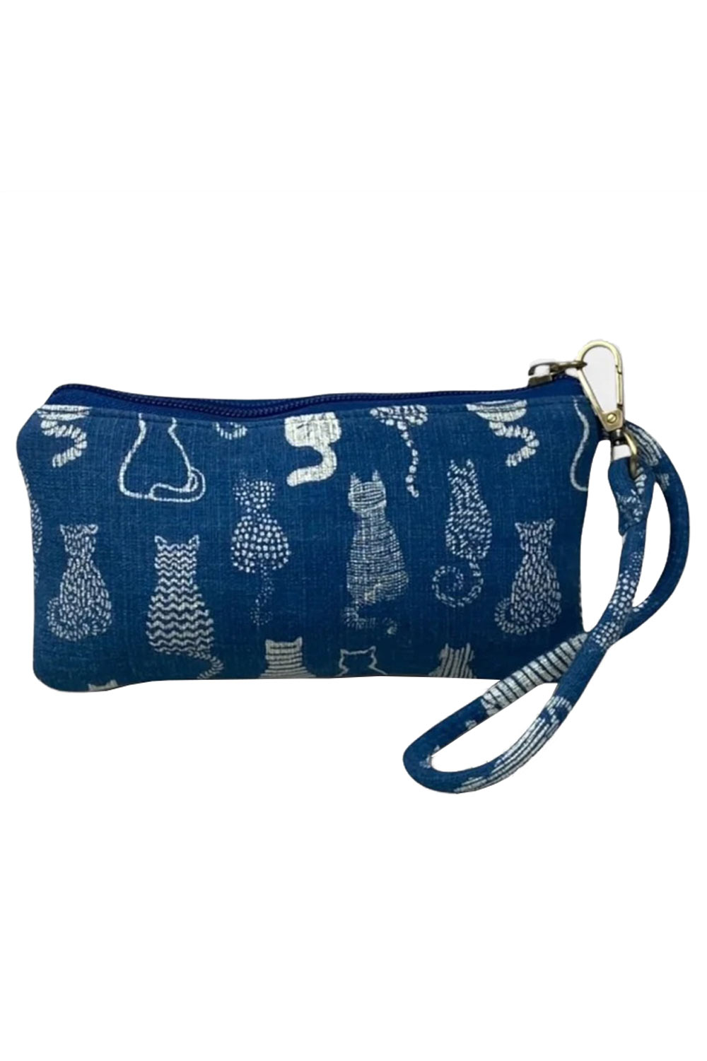 Katoenen clutch jeansblauw katten