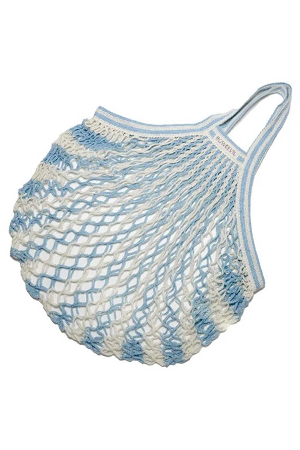 Nettasje van biokatoen lichtblauw en off-white