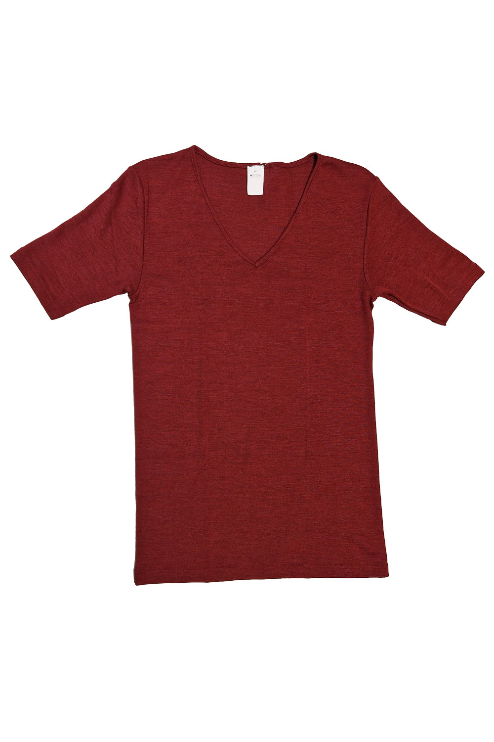 T-Shirt V-hals wol-zijde bordeaux