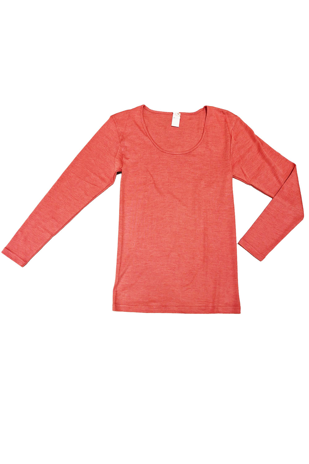 Shirt ronde hals wol-zijde rozerood