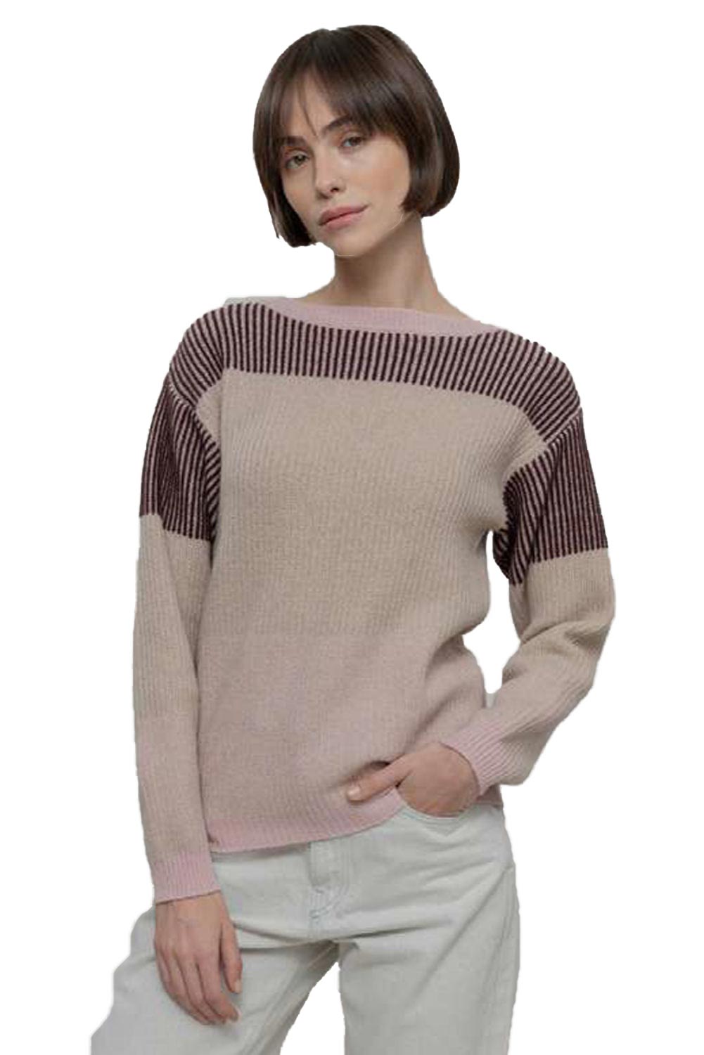 Beige trui recycled kasjmier