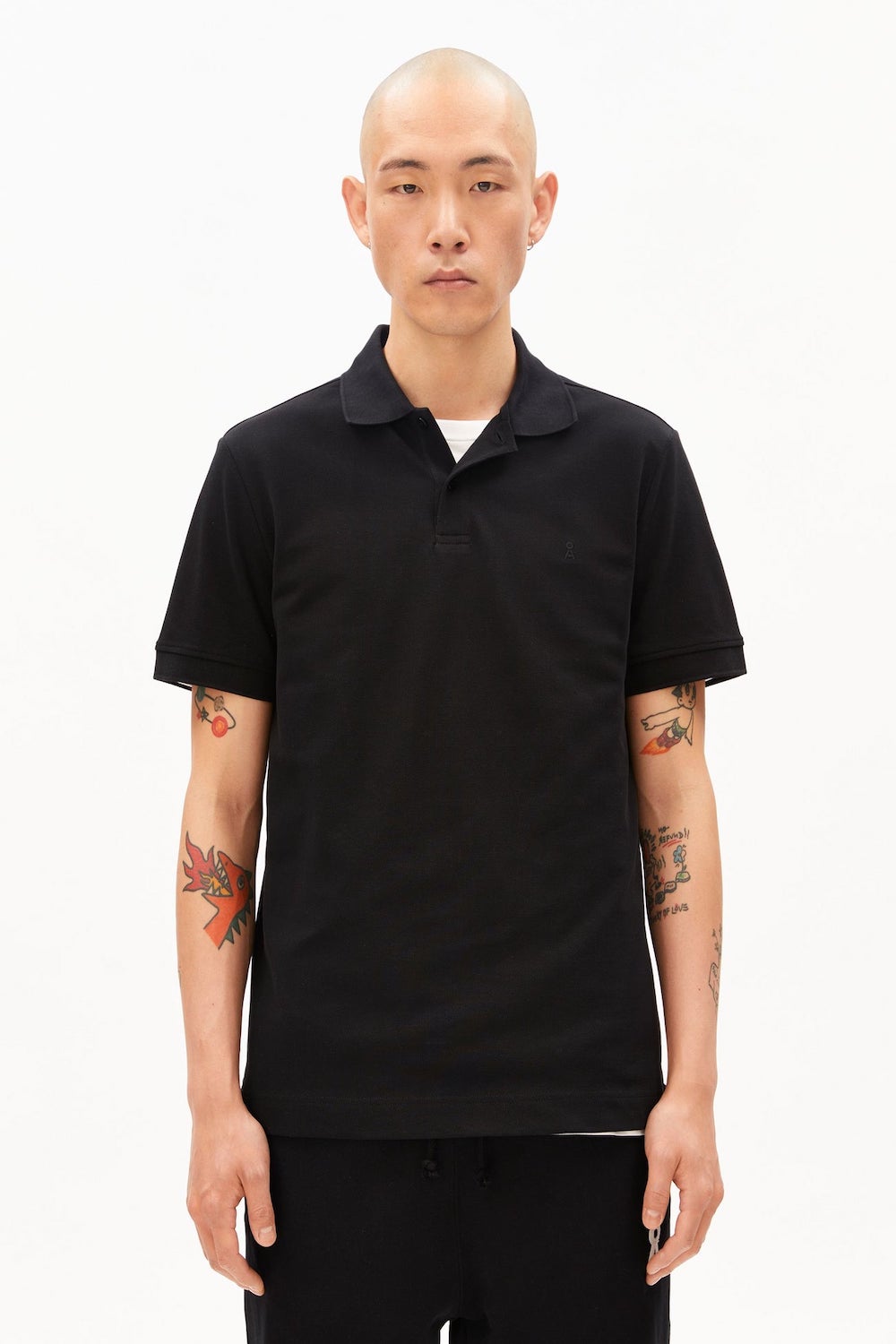 Poloshirt pique zwart - Afbeelding 2