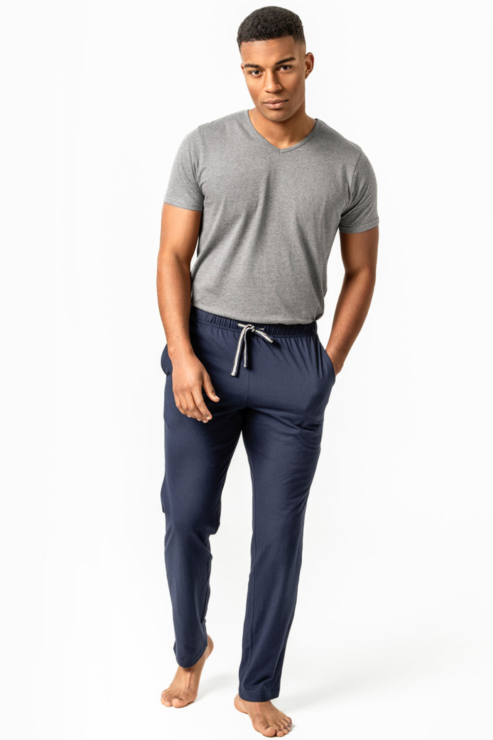 Broek dunne tricot unisex blauw - Afbeelding 2