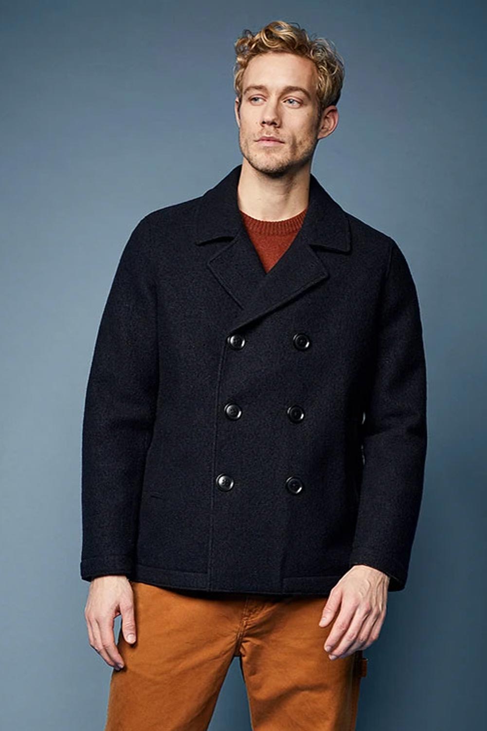 Kort herenjack wol antraciet-zwart