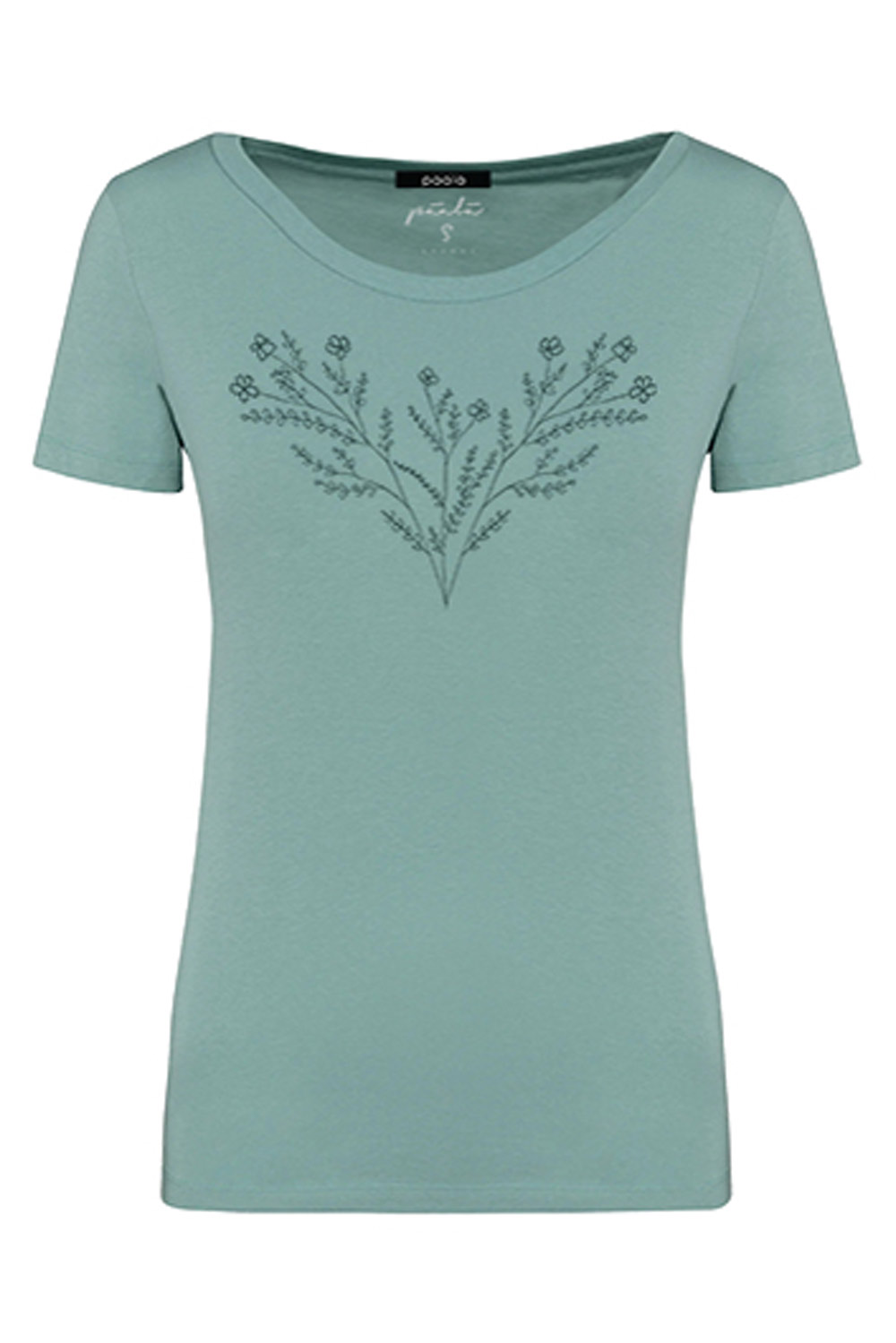 T-shirt bloemen biokatoen lichtgroen