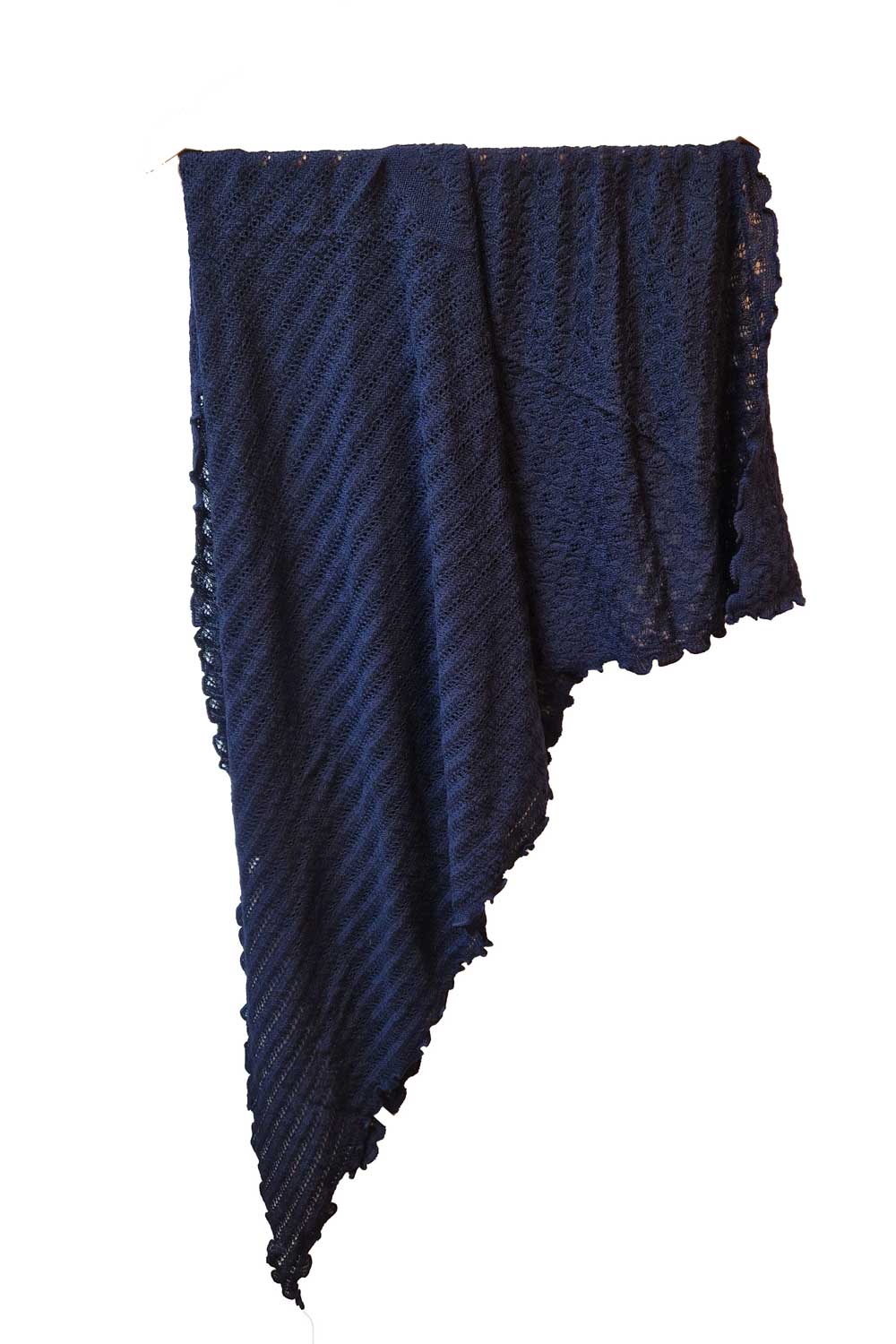 Wollen sjaal ajour donkerblauw