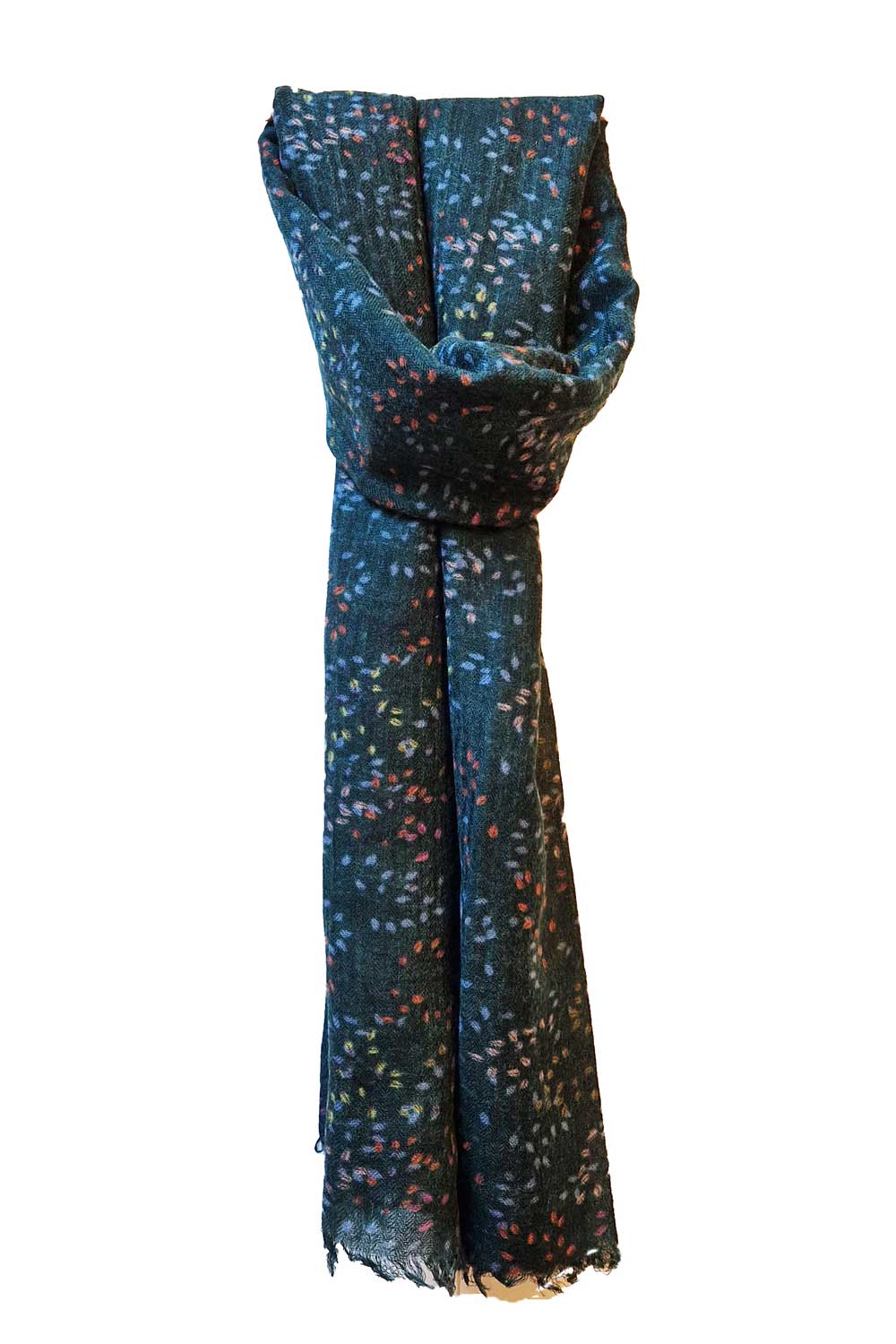 Lange wollen sjaal takjes donkergroen