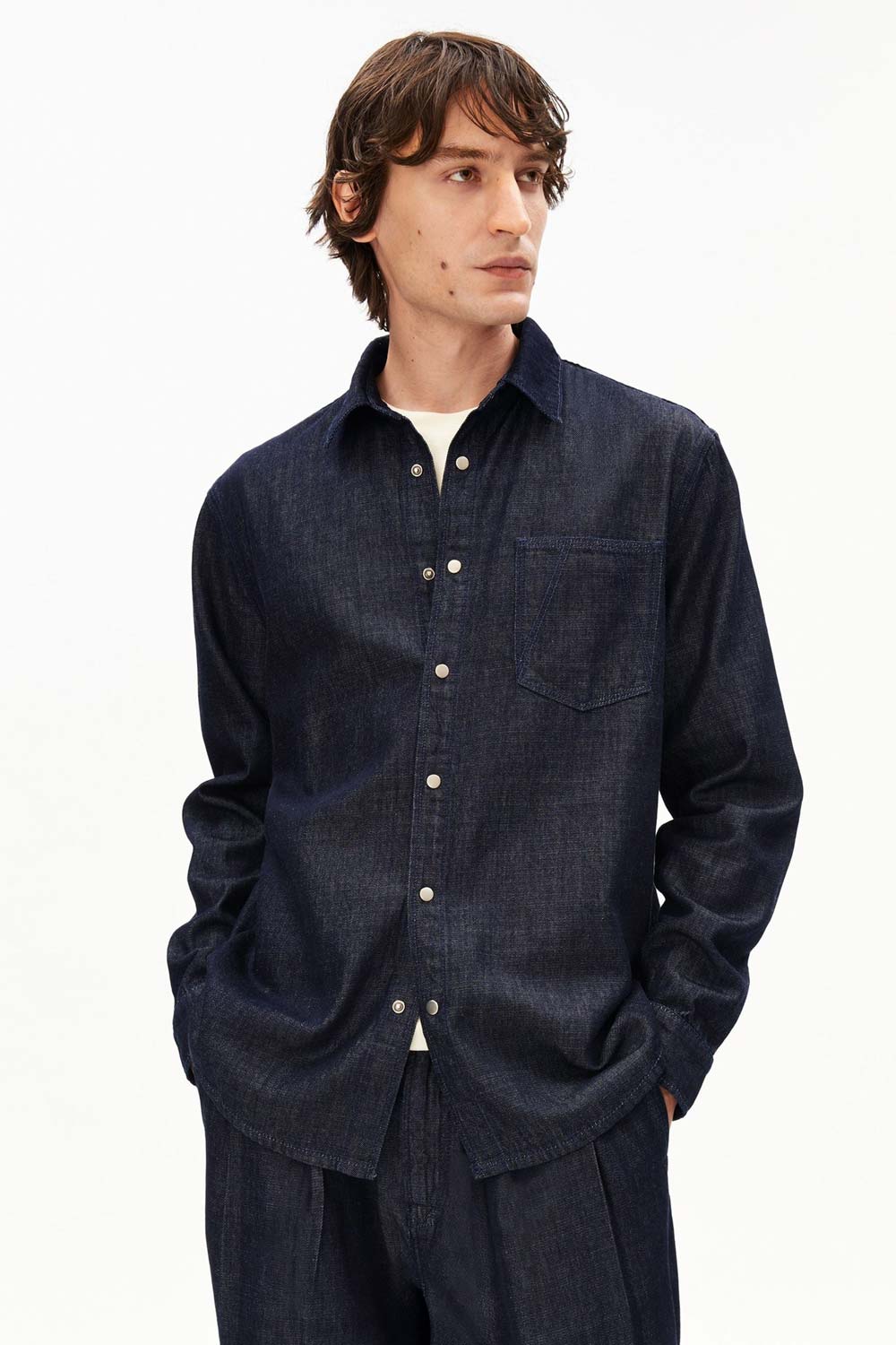 Donkerblauw spijkeroverhemd - Afbeelding 2