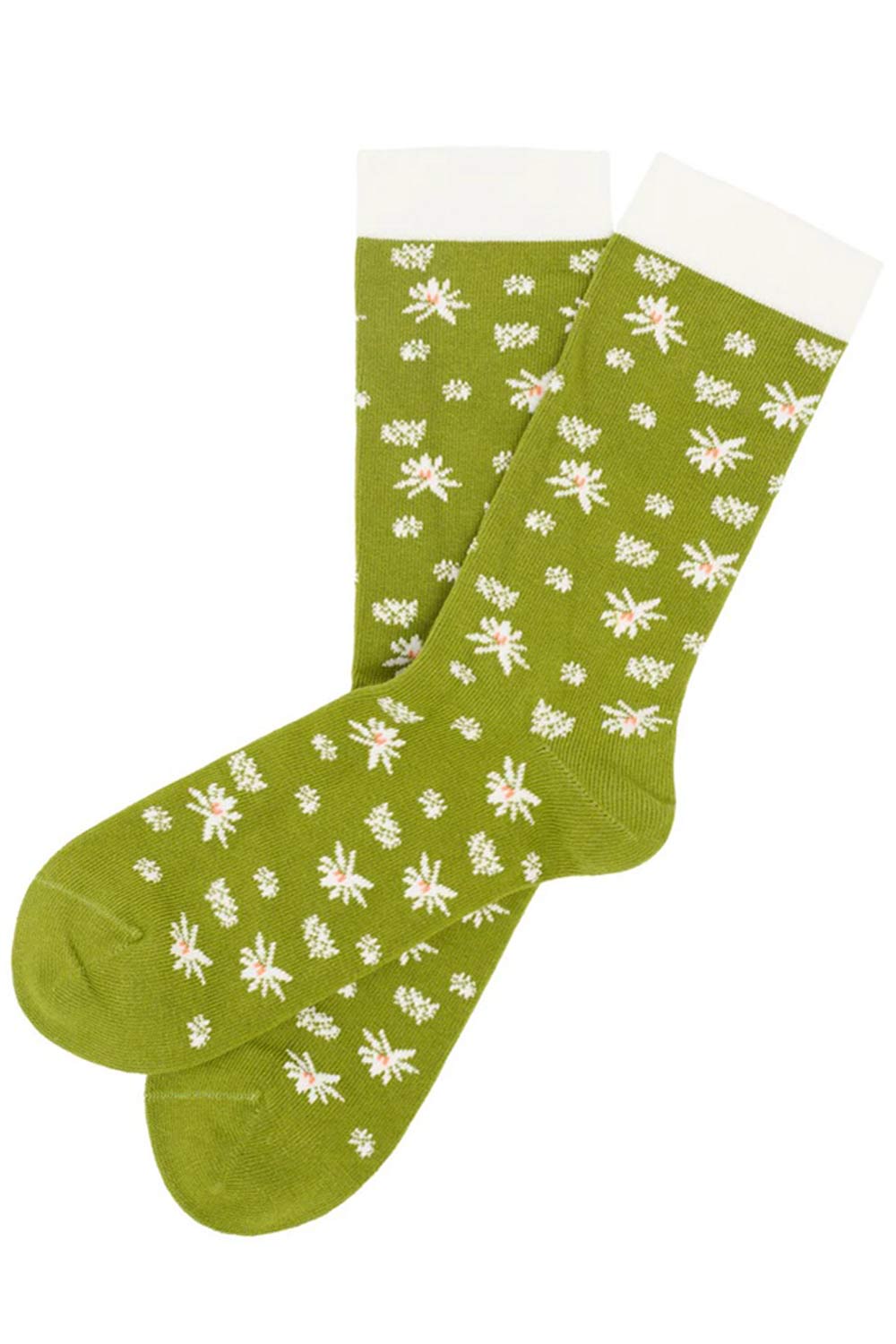 Sokken bloemen grasgroen