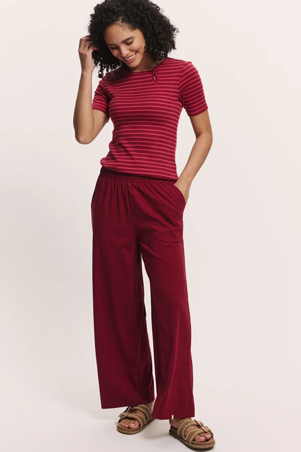 Wijde zomerbroek biokatoen rood