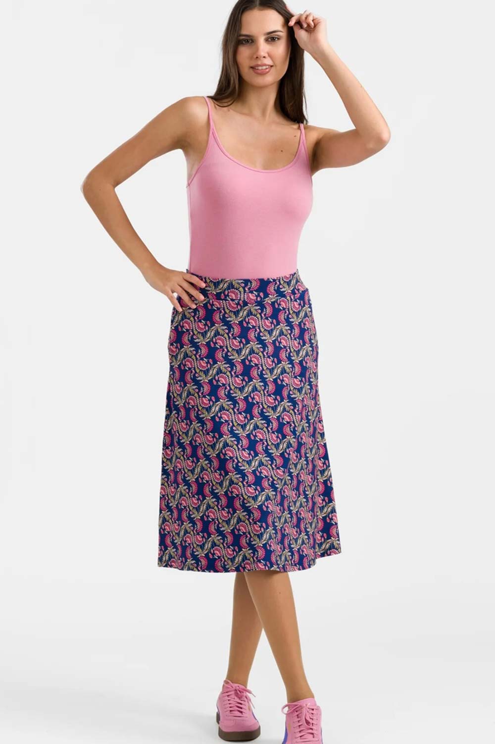 Lange rok met roze bloemenprint - Afbeelding 2