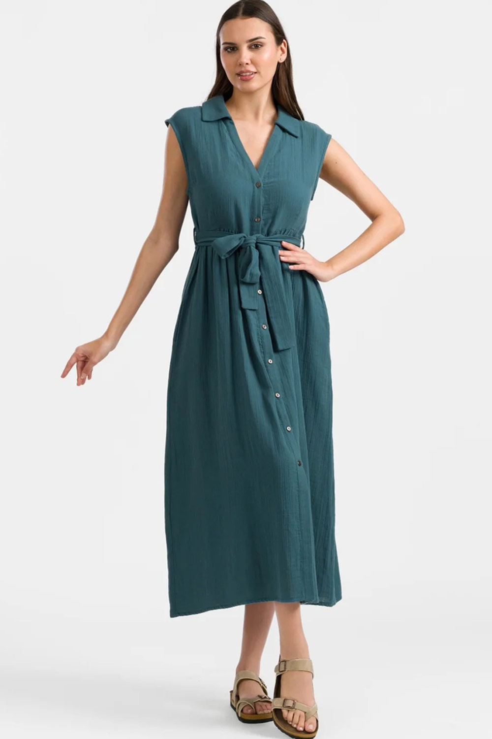 Mouwloze jurk biokatoen mousseline - Afbeelding 3