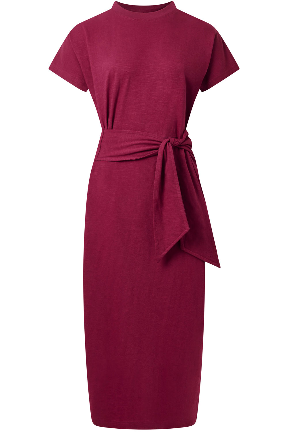 Jurk met ceintuur bessenrood